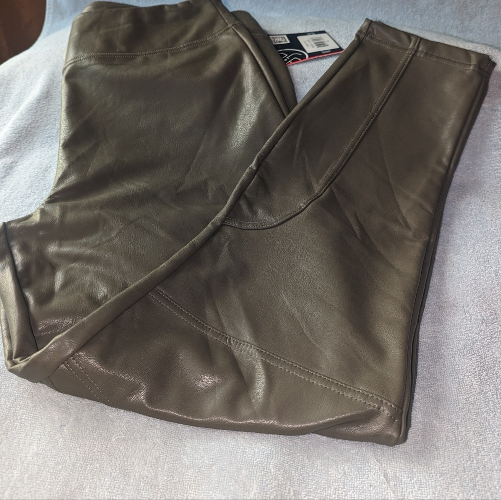 BBJ Los Angeles burnt olive faux leather pants.